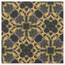 Gold Filigree Blume & Black Gray Karo Muster