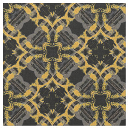 Gold Filigree Blume & Black Gray Karo Muster Stoff
