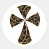 Gold Filigree Cross Runder Aufkleber (Vorderseite)