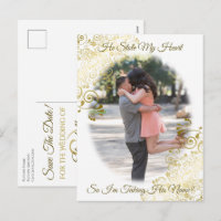 Gold Filigree Er hat mir Save the Date das Herz ge
