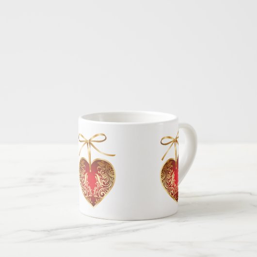 Gold Filigree Herz Espressotasse (Vorderseite Rechts)