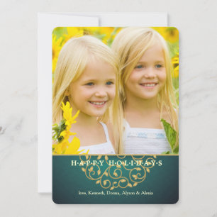 Gold Filigree Holiday Foto Card Feiertagskarte
