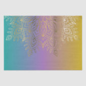 Gold Filigree Intricate Mandala auf Pastel Rainbow Seidenpapier (Vorderseite)