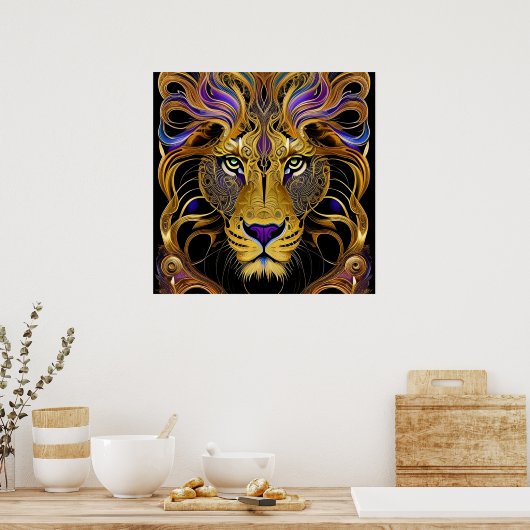 Gold Filigree Lion Poster (Küche)