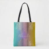 Gold Filigree Mandala auf Pastel Rainbow Custom Tasche (Vorderseite)