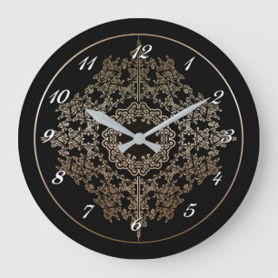 Gold Filigree Motif Wall Clock Große Wanduhr