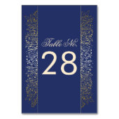 Gold Filigree Navy Hochzeitssemble Tischnummer (Rückseite)