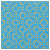 Gold Filigree und Türkis Muster Stoff (Nahaufnahme)