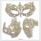Gold Filigree Venezianisch Mardi Gras Masken Kunst Aufkleber (Blatt)