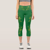 Gold Filigree Vine Sporty Chic Aclebwear Capri Leggings (Vorderseite)