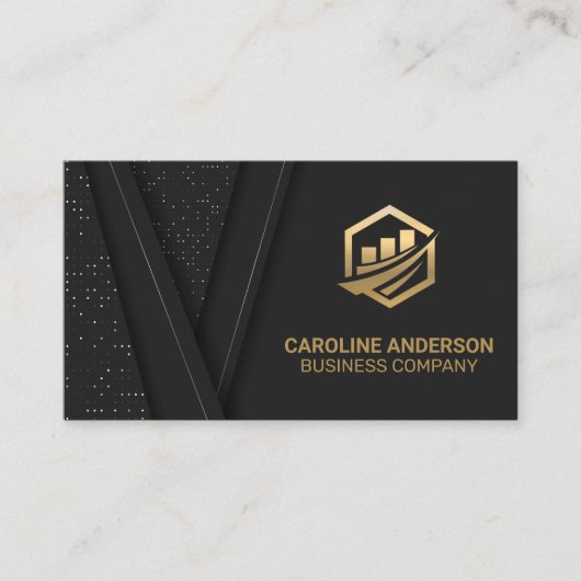 Gold Finance Icon | Hintergrund der Black Luxury Visitenkarte (Vorderseite)