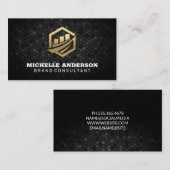 Gold Financial Icon | Geometrischer Hintergrund Visitenkarte (Vorne/Hinten)