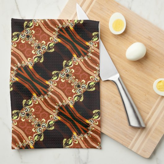 Gold Fire Frills Batik Kitchen Tee Tuch (Viertel Falte)