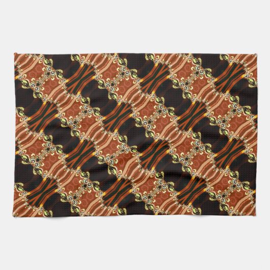 Gold Fire Frills Batik Kitchen Tee Tuch (Horizontal)