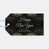 Gold Fireworks 2024 Frohes neues Jahr Geschenkanhänger (Rückseite Horizontal)