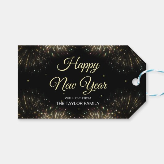 Gold Fireworks 2024 Frohes neues Jahr Geschenkanhänger (Vorderseite (Horizontal))