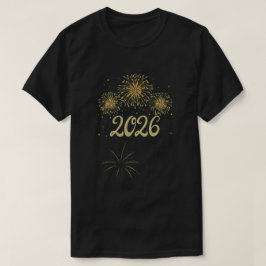 Gold Fireworks 2026 New Year Design T-Shirt