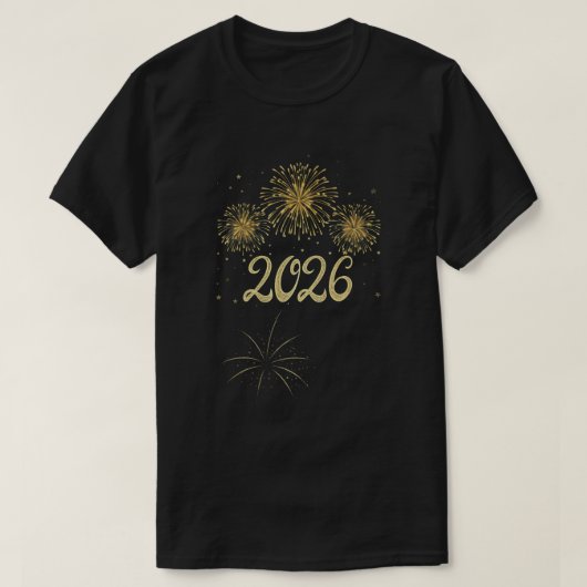 Gold Fireworks 2026 New Year Design T-Shirt (Design vorne)
