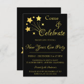Gold Fireworks New Years Party Einladung (Vorne/Hinten)