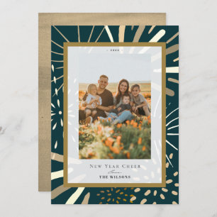 Gold Fireworks Night Sky 2 Foto Neues Jahr Feiertagskarte