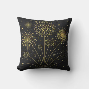 Gold Fireworks Premium Cushion Kissen