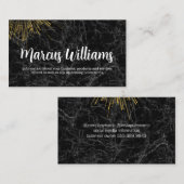 Gold Fireworks | Schwarzer Marmor Visitenkarte (Vorne/Hinten)
