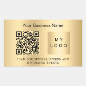Gold-Firmenname-Logo qr-Code Rechteckiger Aufkleber (Vorderseite)