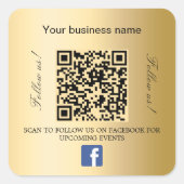 Gold Firmenname qr Code Facebook Quadratischer Aufkleber (Vorderseite)