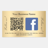 Gold Firmenname qr Code Facebook Rechteckiger Aufkleber (Vorderseite)