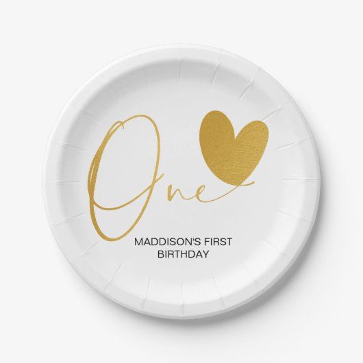 Gold First Birthday Party Deco Ein Geburtstag Pappteller (Vorderseite)