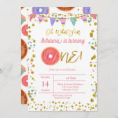 Gold First Birthday Party Donner Thema Einladung (Vorne/Hinten)