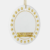 Gold First Christmas Pet Kitten Foto Paws Custom Keramik Ornament (Rechts)