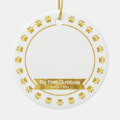 Gold First Christmas Pet Kitten Foto Paws Custom Keramik Ornament (Vorne)