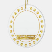 Gold First Christmas Pet Kitten Foto Paws Custom Keramik Ornament (Links)