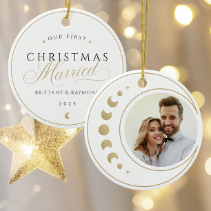 Gold First Christmas Verheiratet Keramik Ornament