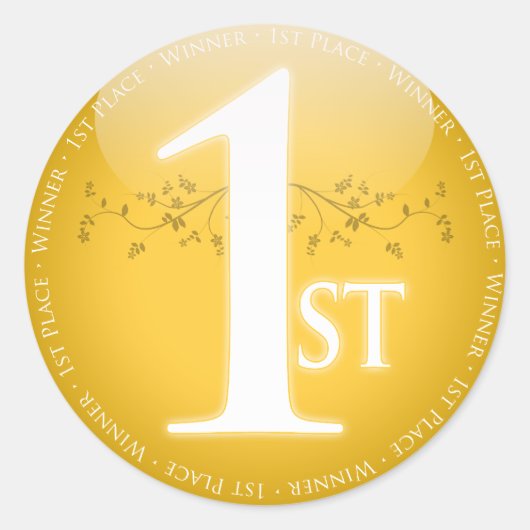 Gold First Place (1. Preis) Runder Aufkleber (Vorderseite)