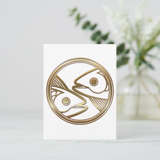 Gold Fisces Zodiac Fish Astrologie Zeichen Postkarte (Stehend Vorderseite)