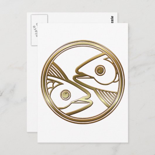Gold Fisces Zodiac Fish Astrologie Zeichen Postkarte (Vorne/Hinten)