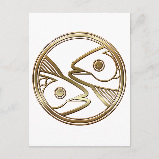 Gold Fisces Zodiac Fish Astrologie Zeichen Postkarte (Vorderseite)