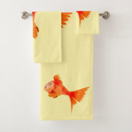 Gold Fish Girl Bath Handtücher