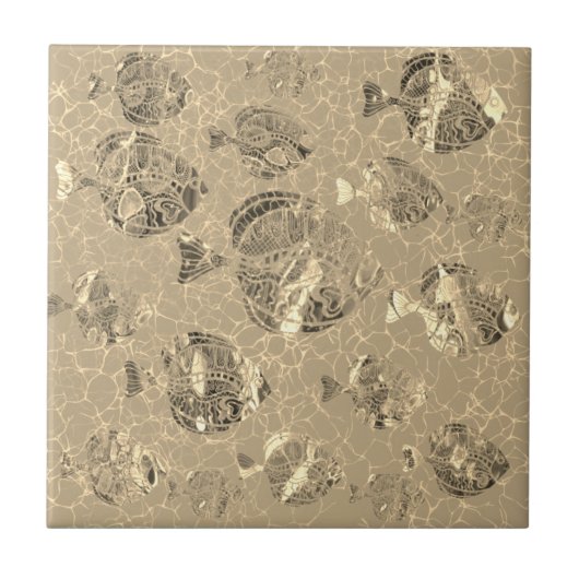 Gold Fish Keramik Tile Fliese (Vorderseite)