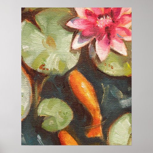 Gold Fish Koi Pond Water Lilies Poster (Vorne)