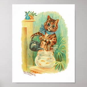 Gold Fish Louis Wain Cats Poster