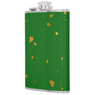 Gold Flakes auf Smarald Green Flachmann