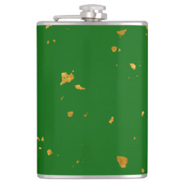 Gold Flakes auf Smarald Green Flachmann