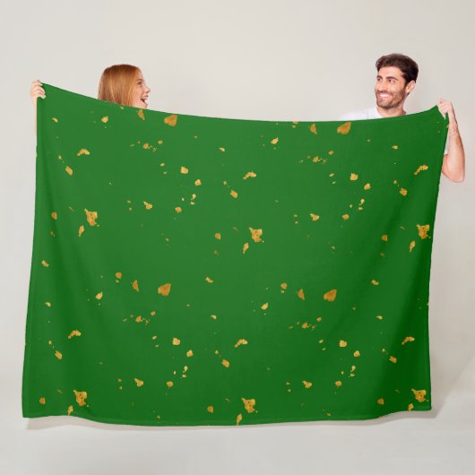 Gold Flakes auf Smarald Green Fleecedecke (Beispiel)