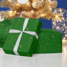 Gold Flakes auf Smarald Green Geschenkpapier