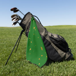 Gold Flakes auf Smarald Green Golfhandtuch