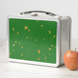 Gold Flakes auf Smarald Green Metall Brotdose