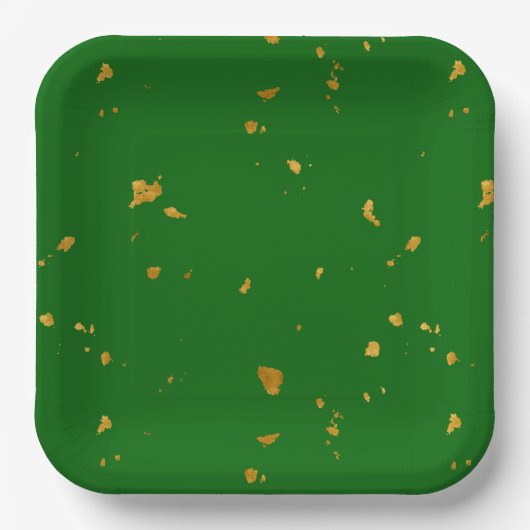 Gold Flakes auf Smarald Green Pappteller (Vorderseite)